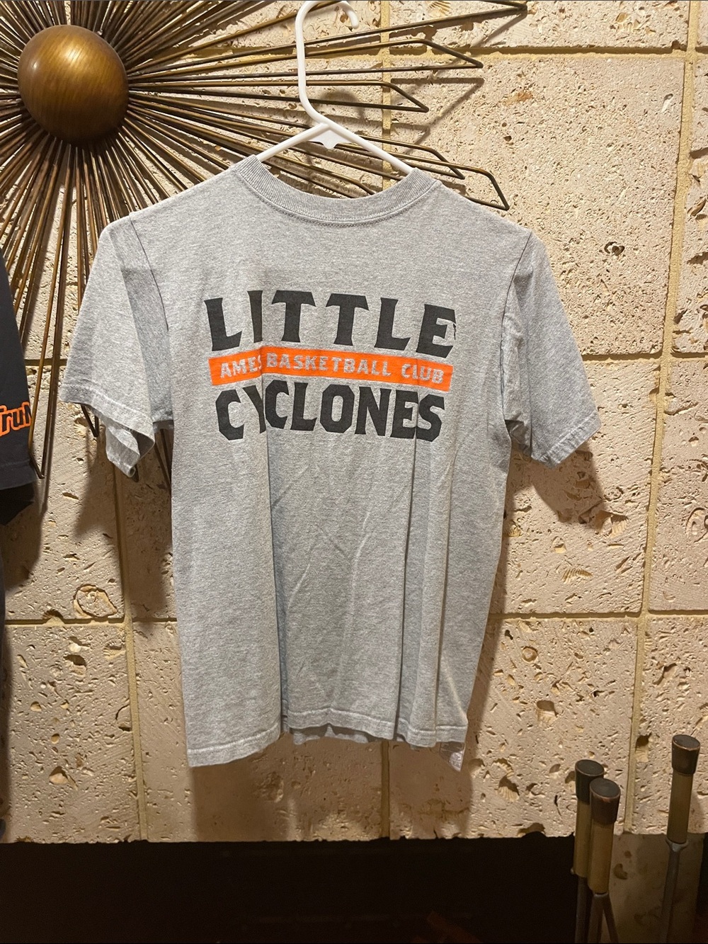 adidas Gray Short Sleeve Tee with Black and Orange Graphic